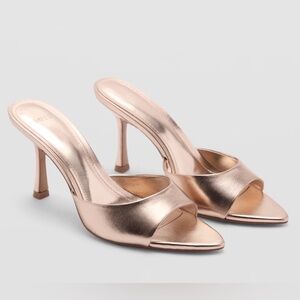 Mango Mules Rose Gold Heeled Mules